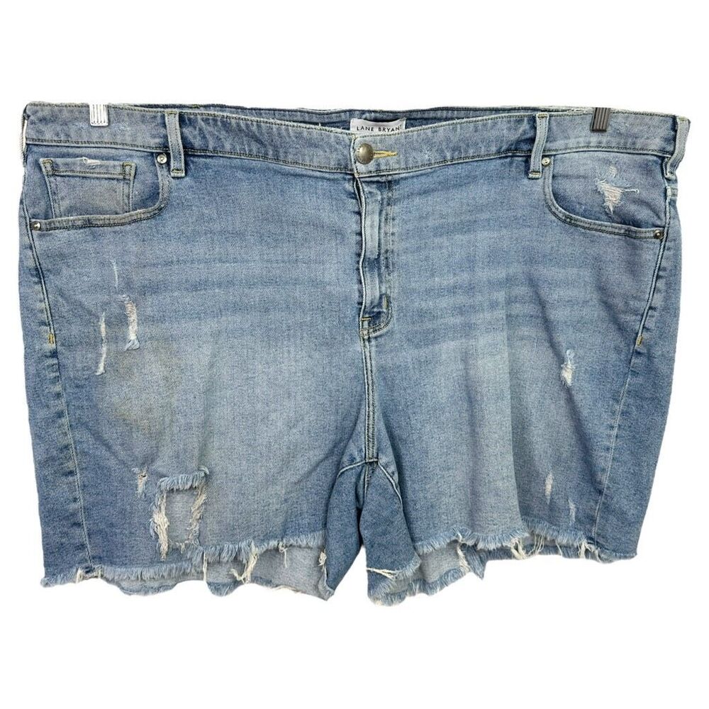 Lane Bryant Plus Size 26 Shorts Mid‎ Rise Girlfriend Denim Blue Stretch 1460